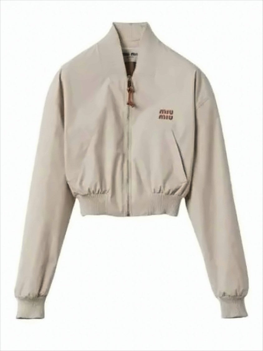 Miu Miu Cropped Zip-Up Jacket With Elastic Cuffs