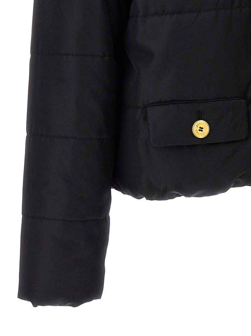 Moschino Padded Down Jacket With Gold Logo Button Closure