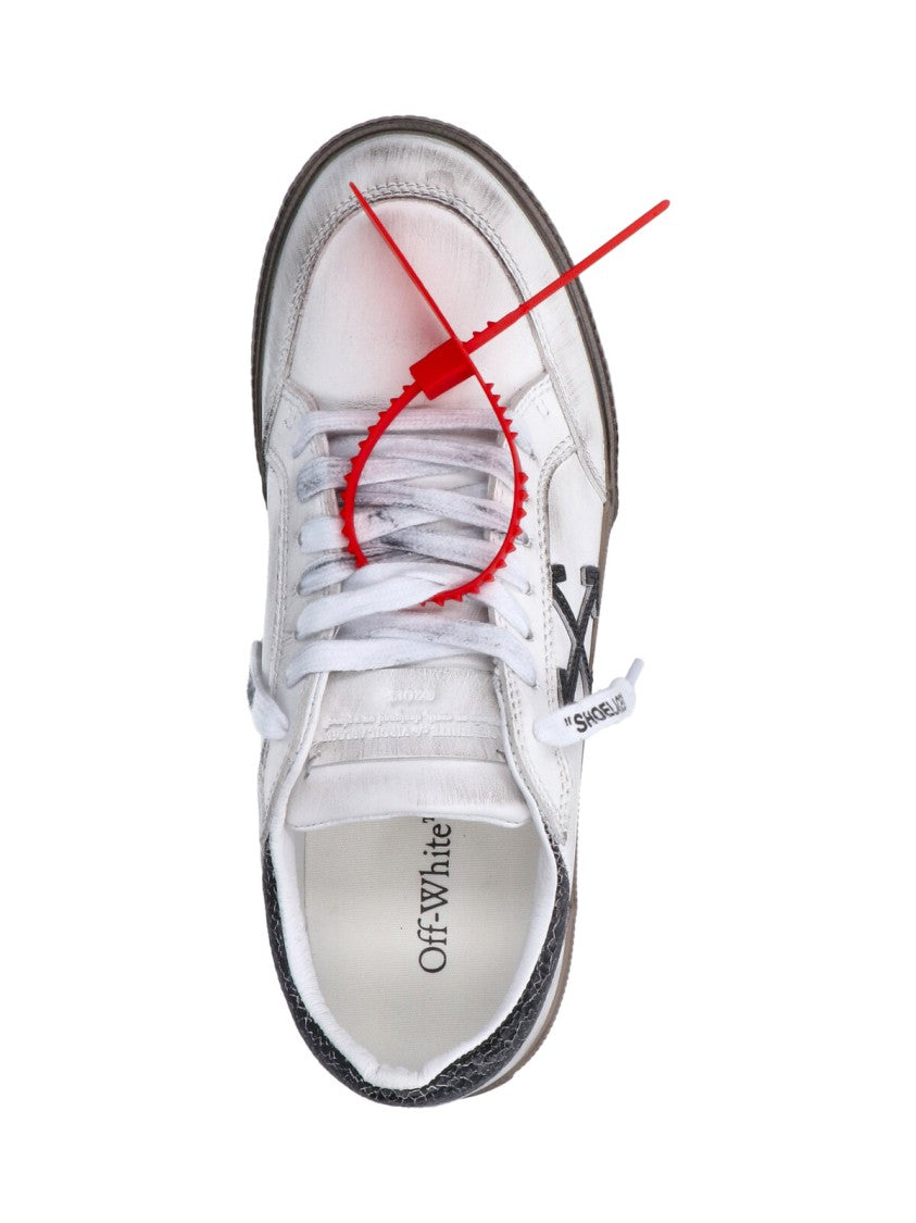 Off-White White Vulcanized Low Distressed Leather Sneakers