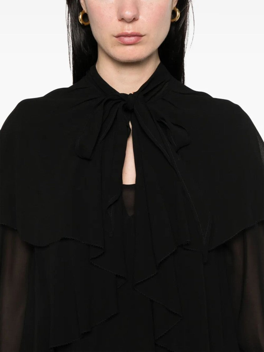 Twin-Set Layered Black Blouse With Ruffled Detailing