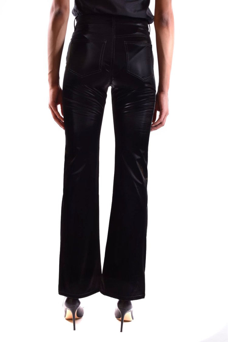 Paige Flared Black Pants With Smooth Finish