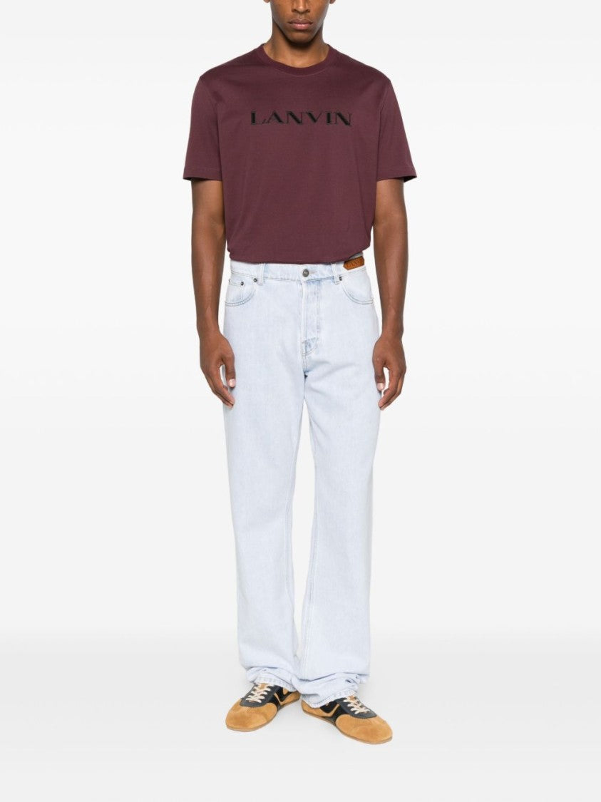 Lanvin Blue Deep Purple Embroidered Logo T-Shirt