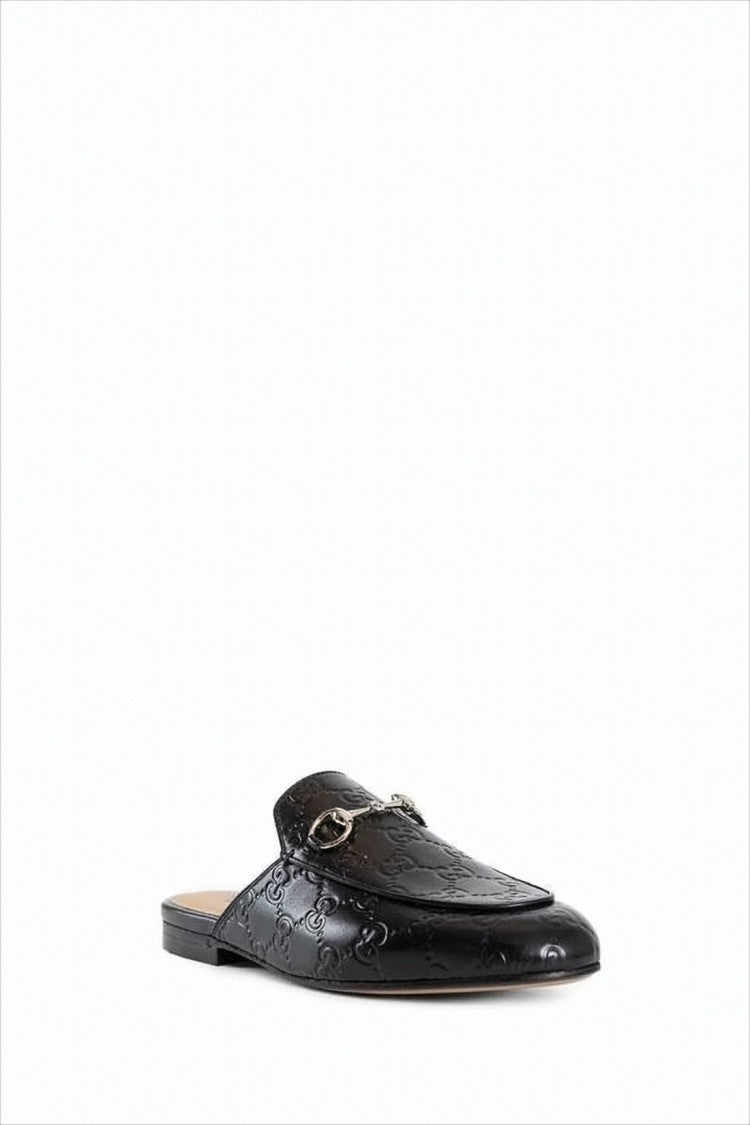 Gucci Embossed Leather Slip-On Mules