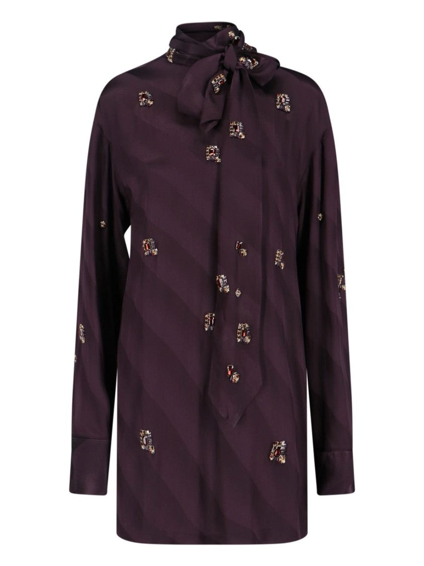 Dries Van Noten Crystal Silk Blouse – Purple