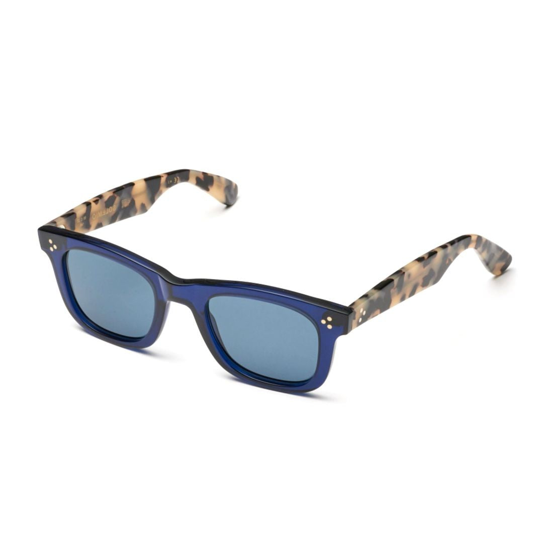 Kador Solemio Rectangular Deep Blue Sunglasses With Tortoiseshell Temples