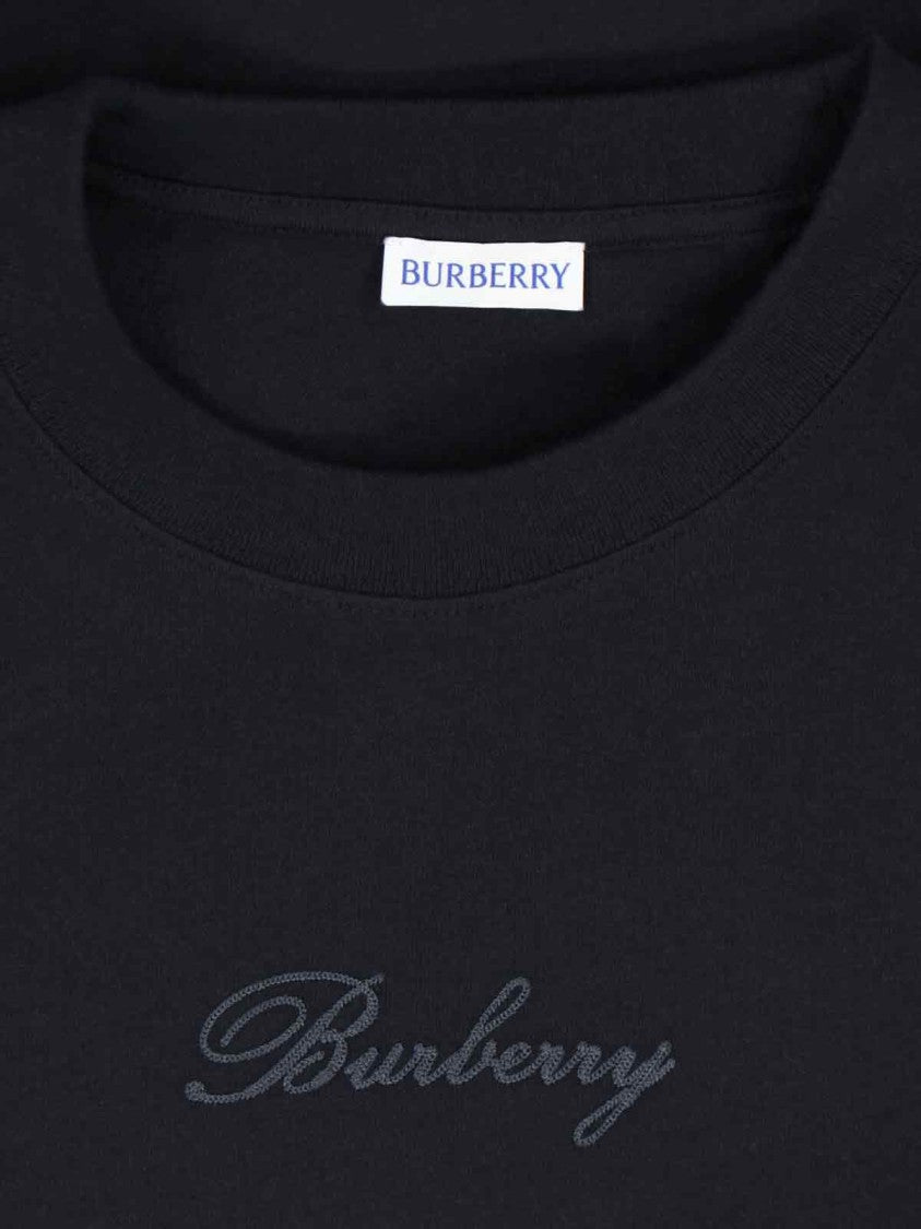 Burberry "Check" Logo T-Shirt, In Black Cotton