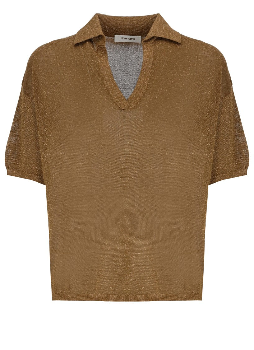 Kangra Bronze Lurex Viscose Polo Shirt