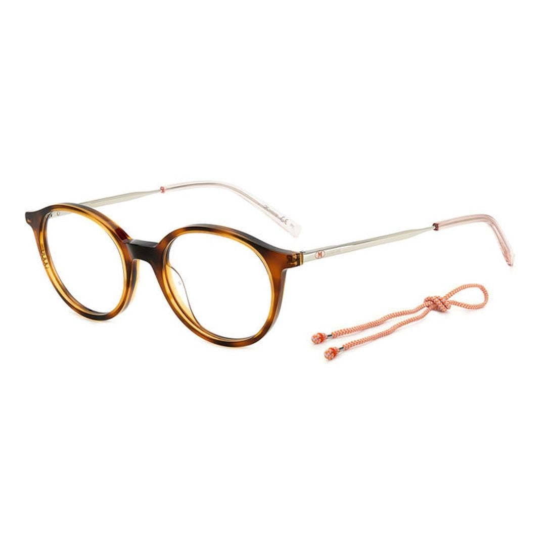 M Missoni Mmi 0122 Tortoiseshell Acetate Round Eyeglasses With Metallic Temples