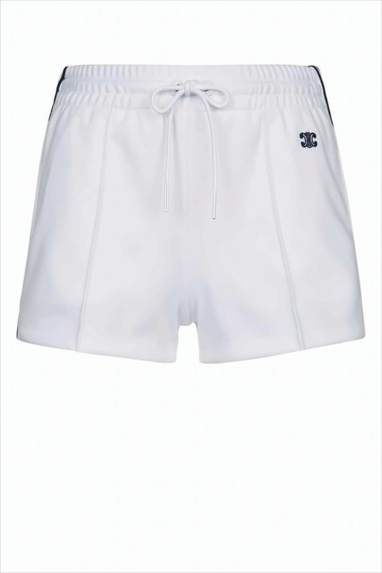 Celine Sporty White Shorts With Adjustable Drawstring