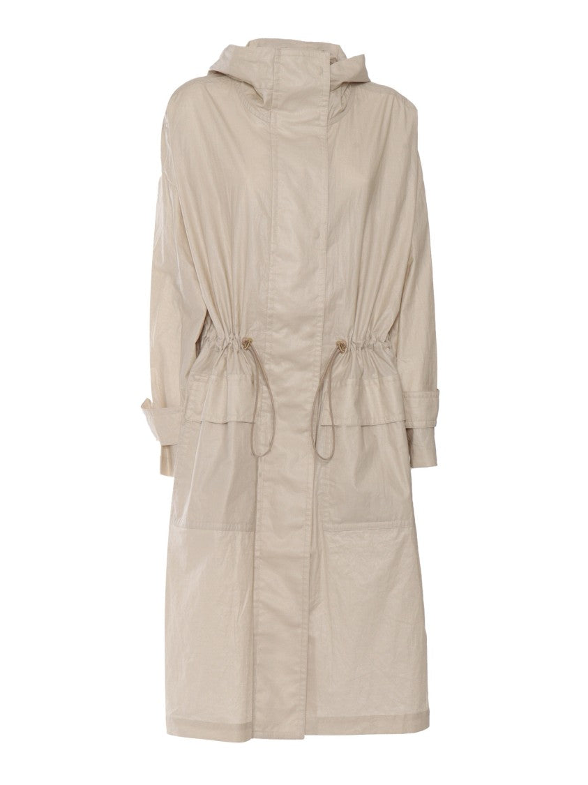 Fay Long Hooded Parka With Cinched Waist