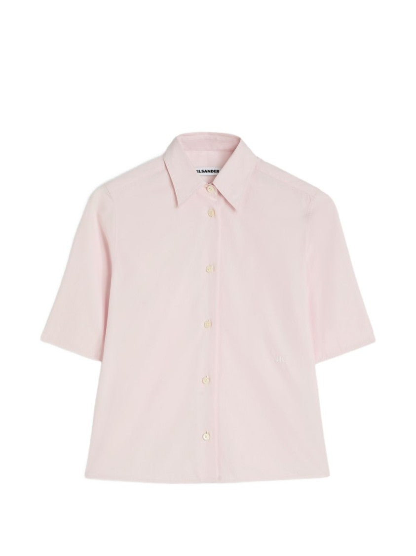 Jil Sander Black Cropped Short-Sleeved Classic Shirt
