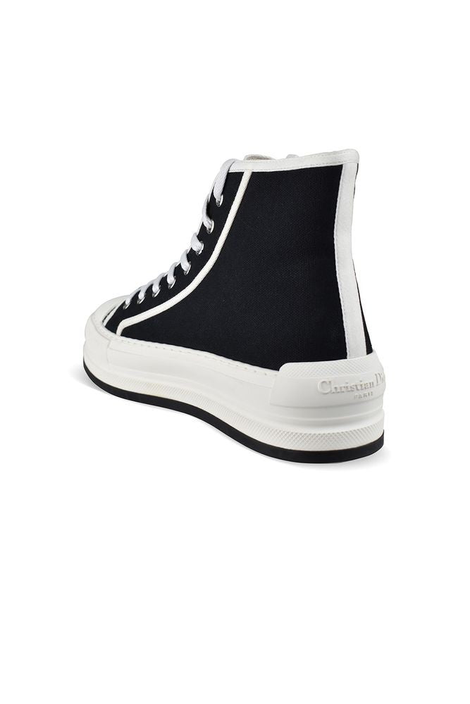 Dior Black Technical Fabric High-Top Sneakers With White Trim