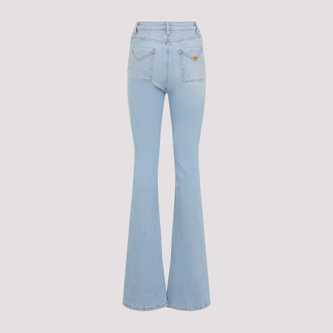 Elisabetta Franchi Light Blue High-Waisted Flared Jeans With V-Stitch Pockets