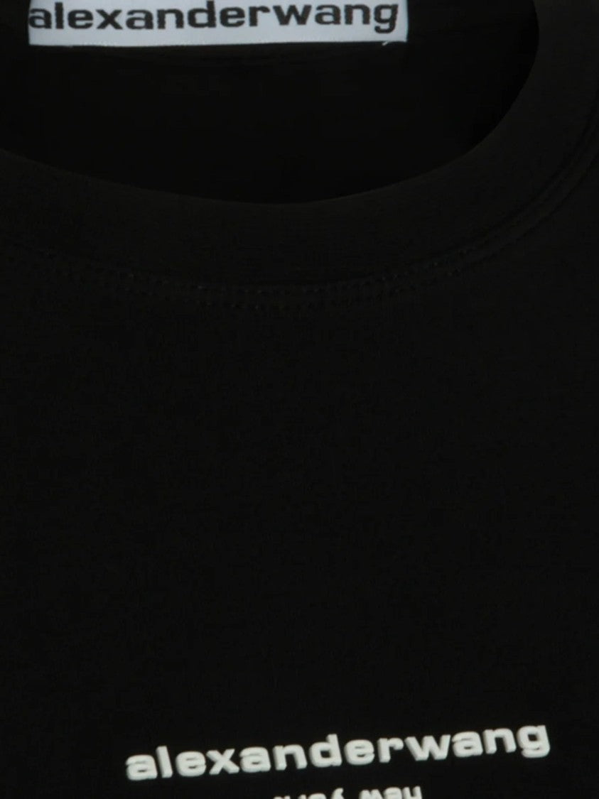 Alexander Wang Black Logo Crewneck Cotton Mini Dress