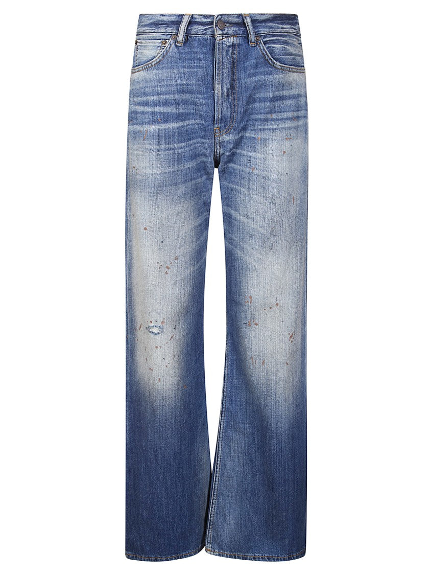 Acne Studios Mid Blue Trafalgar Top With Organic Cotton And Leather Accents