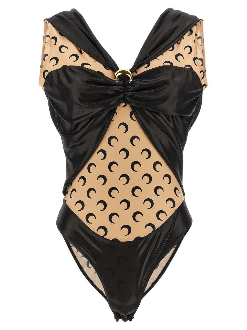 Marine Serre Patchwork Bodysuit With All-Over Logo Print