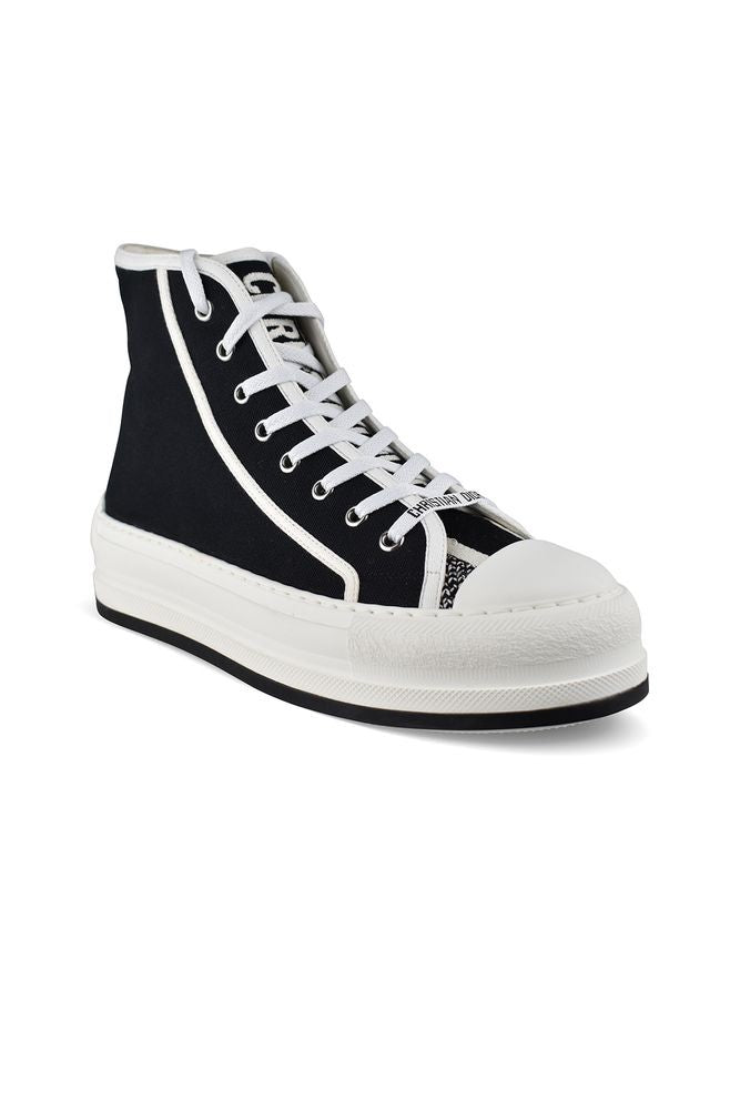 Dior Black Technical Fabric High-Top Sneakers With White Trim