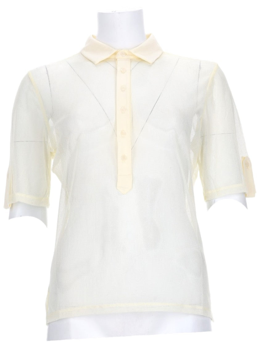 Paloma Wool Sile Semi-Sheer Cream Polo Top