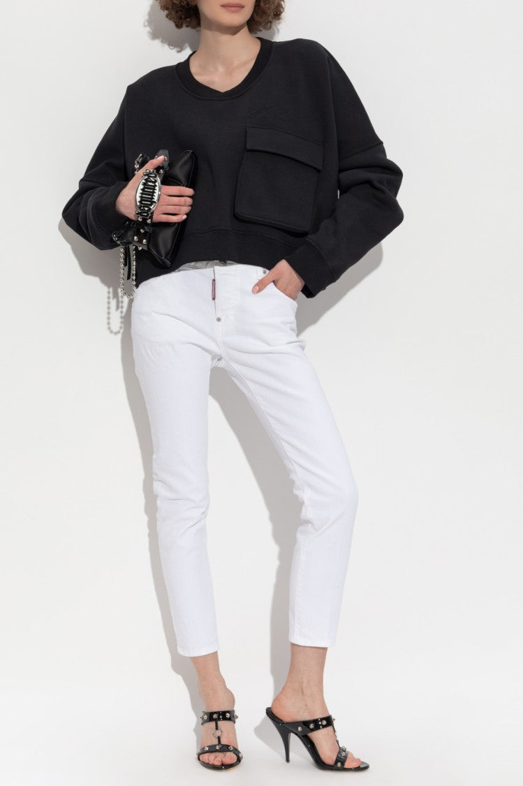 Dsquared2 Modern Cropped Sweatshirt With Large Pocket