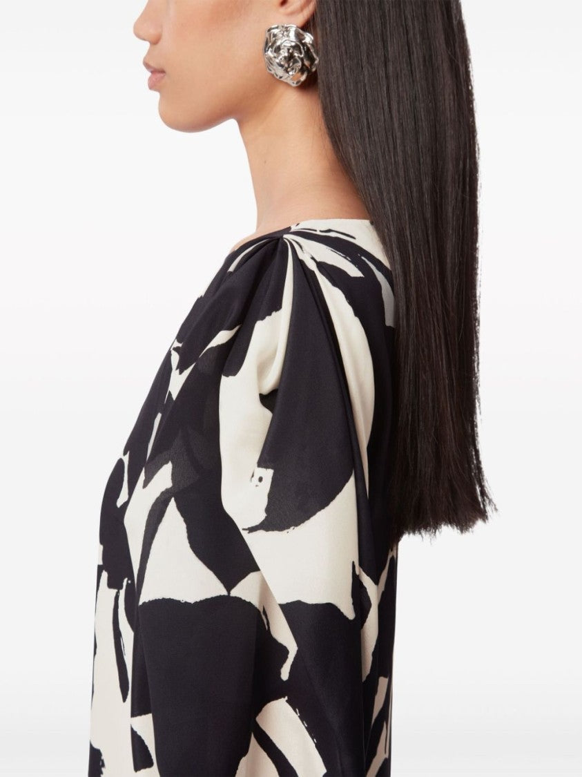 Nina Ricci Abstract Print Silk Twill Shift Dress