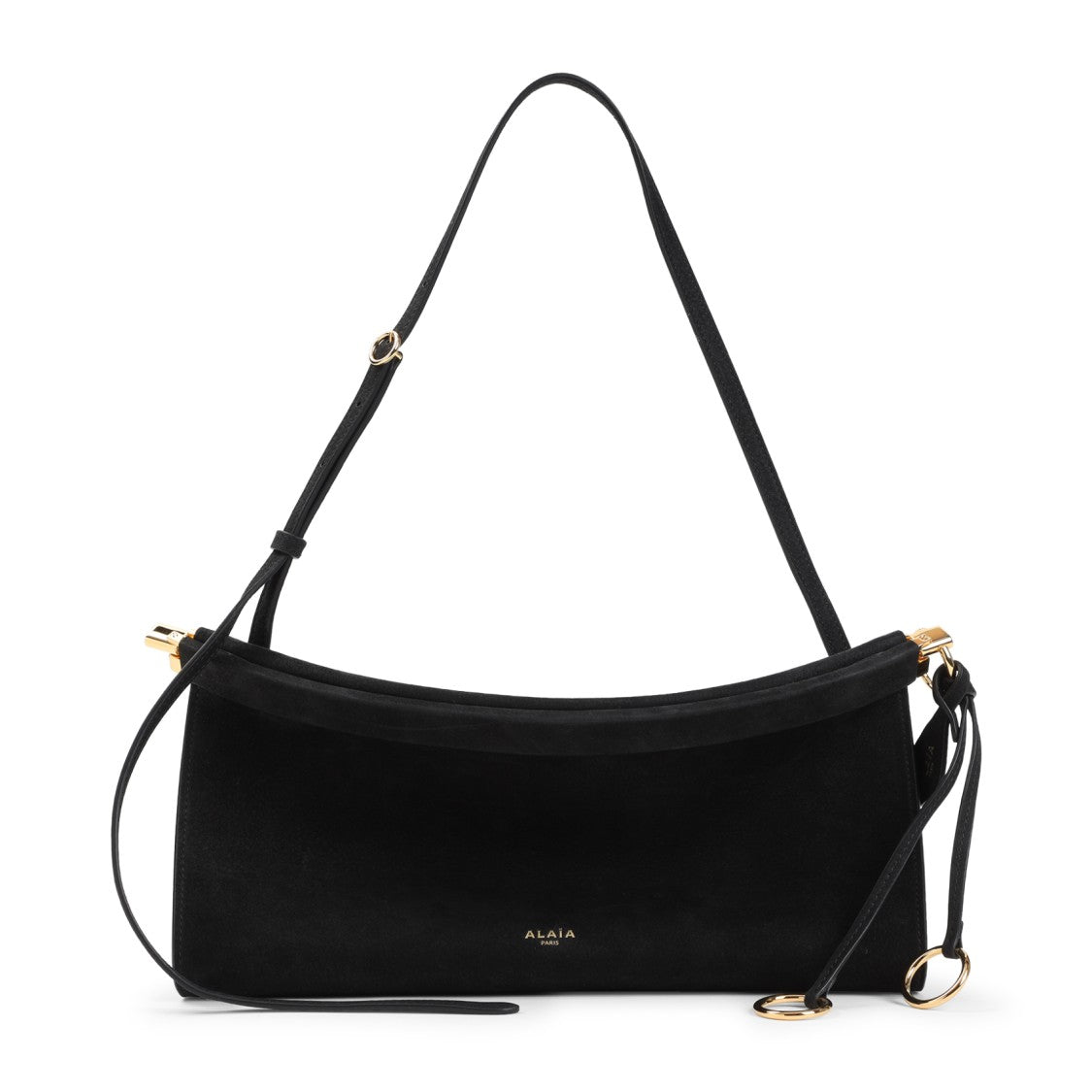 Alaïa East West M Black Nabuk Shoulder Bag