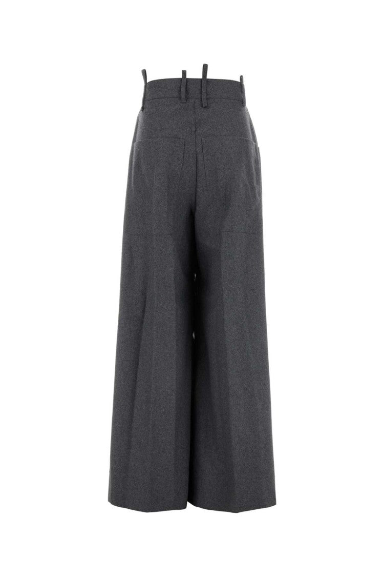 The Attico Dark Grey Wool Blend Palazzo Pant