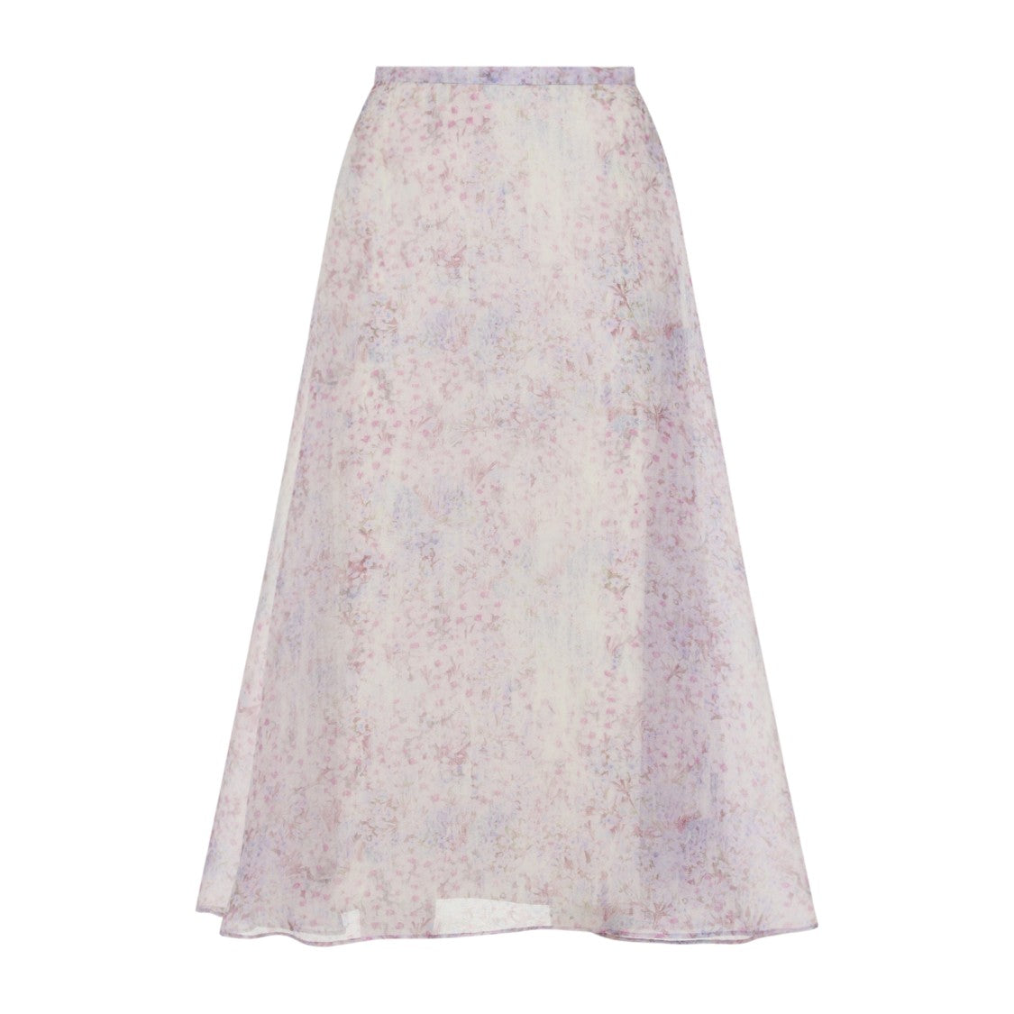 Alberta Ferretti Printed Organza Pink Silk Midi Skirt