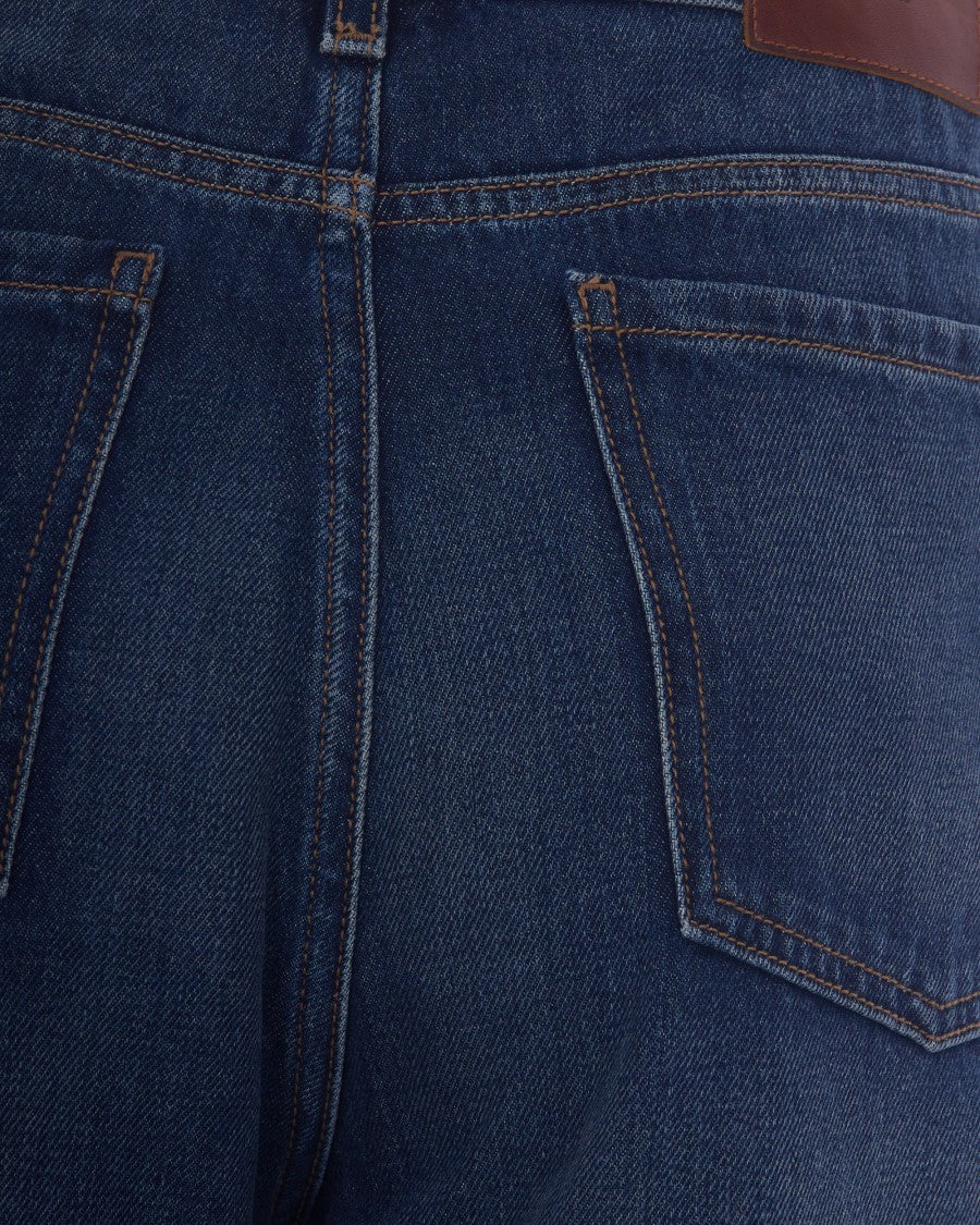 Max Mara Barrel Leg Jeans With Internal Pinched Pleats In Authentic Denim