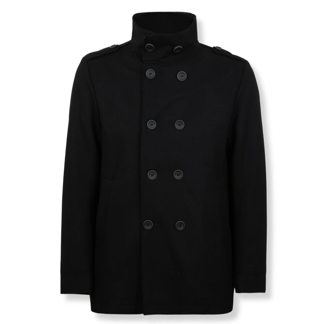 Herno Short Double-Breasted Peacoat With Wide Lapels