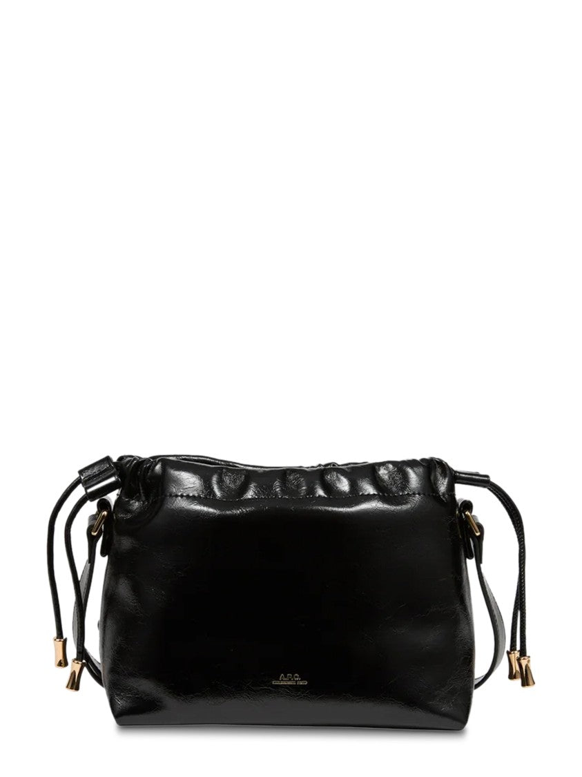 A.P.C. Sac Ninon Mini Black Ruched Drawstring Bag