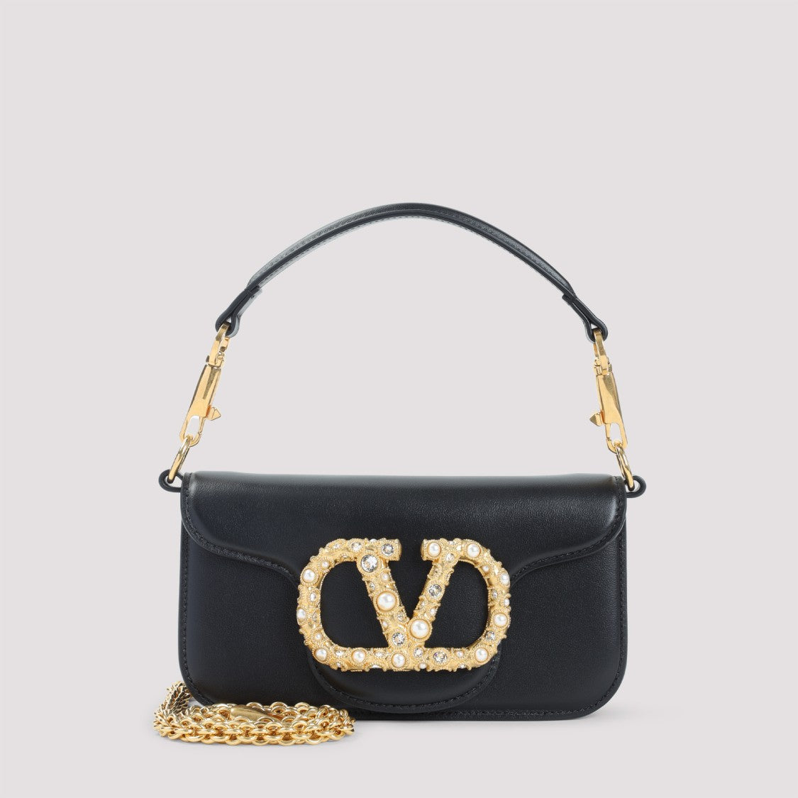 Valentino Garavani Locò Small Black Calf Leather Shoulder Bag
