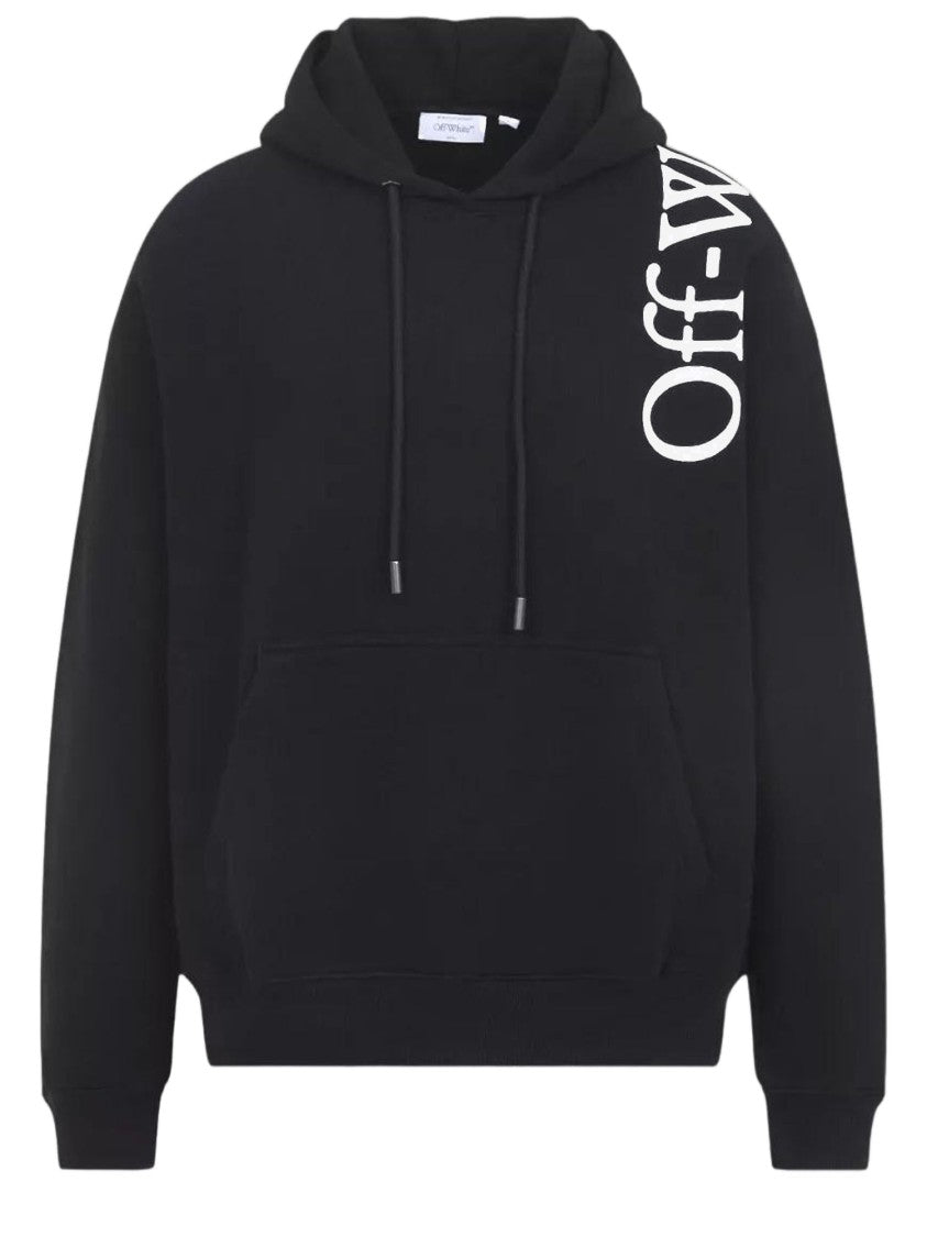 Off-White Black Logo Drawstring Cotton Hoodie