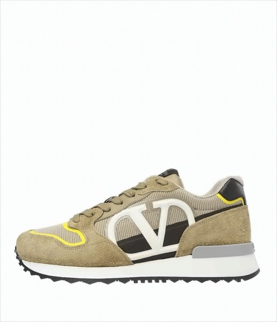 Valentino Garavani Layered Suede And Leather Sneakers