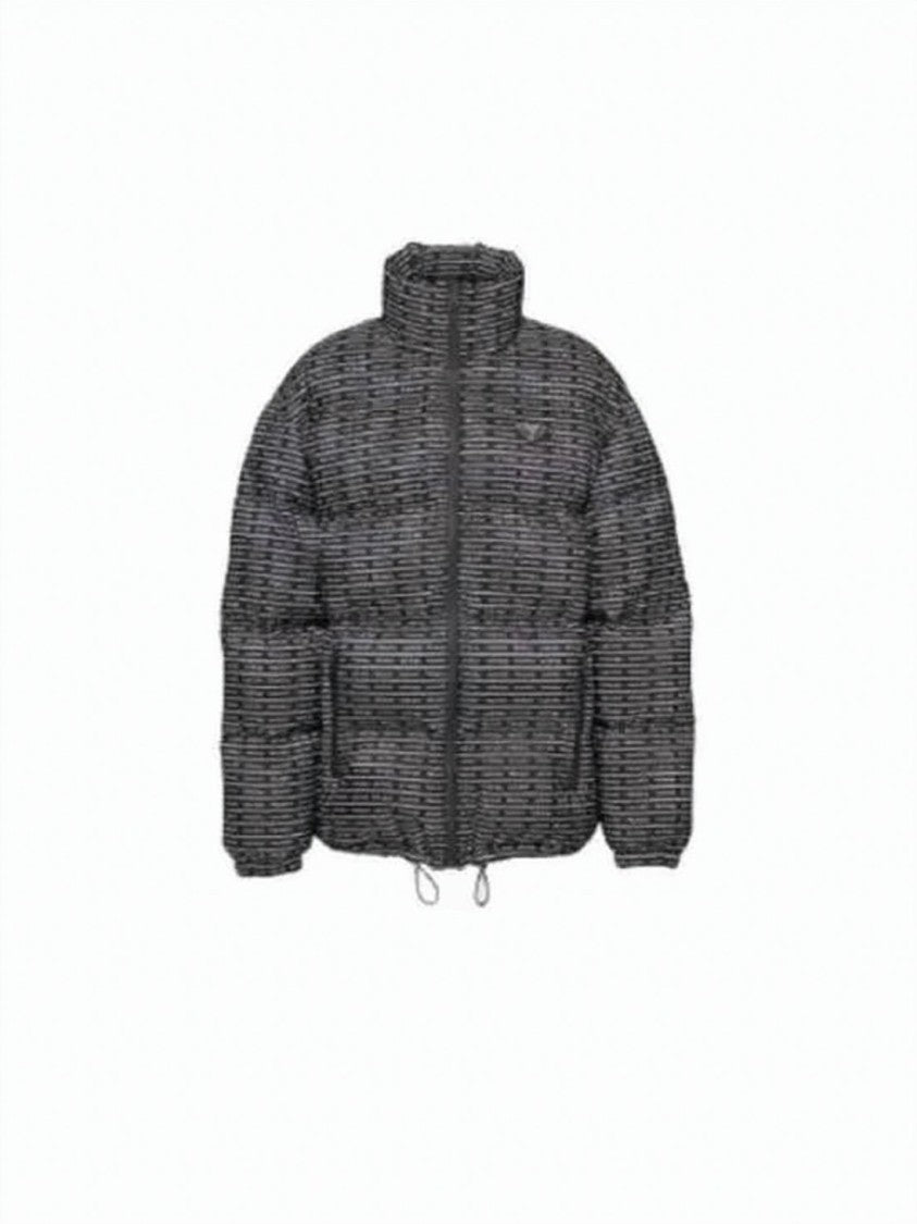 Prada Short Padded Jacket With High Collar And Textured Design