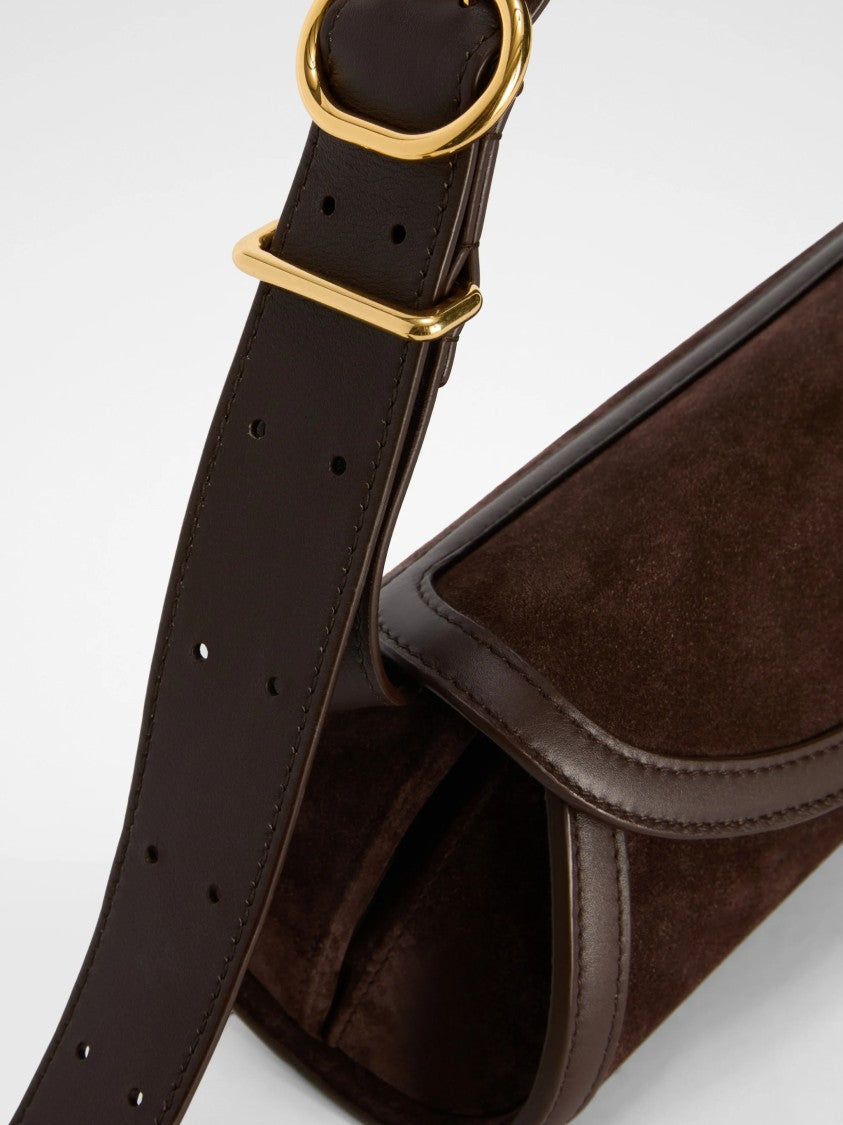 Jil Sander Dark Brown Suede Cylindrical Handbag