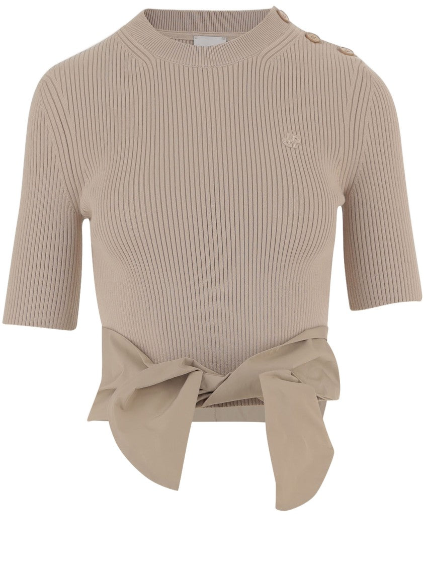 Patou Cotton Blend T-Shirt With Bow Detail