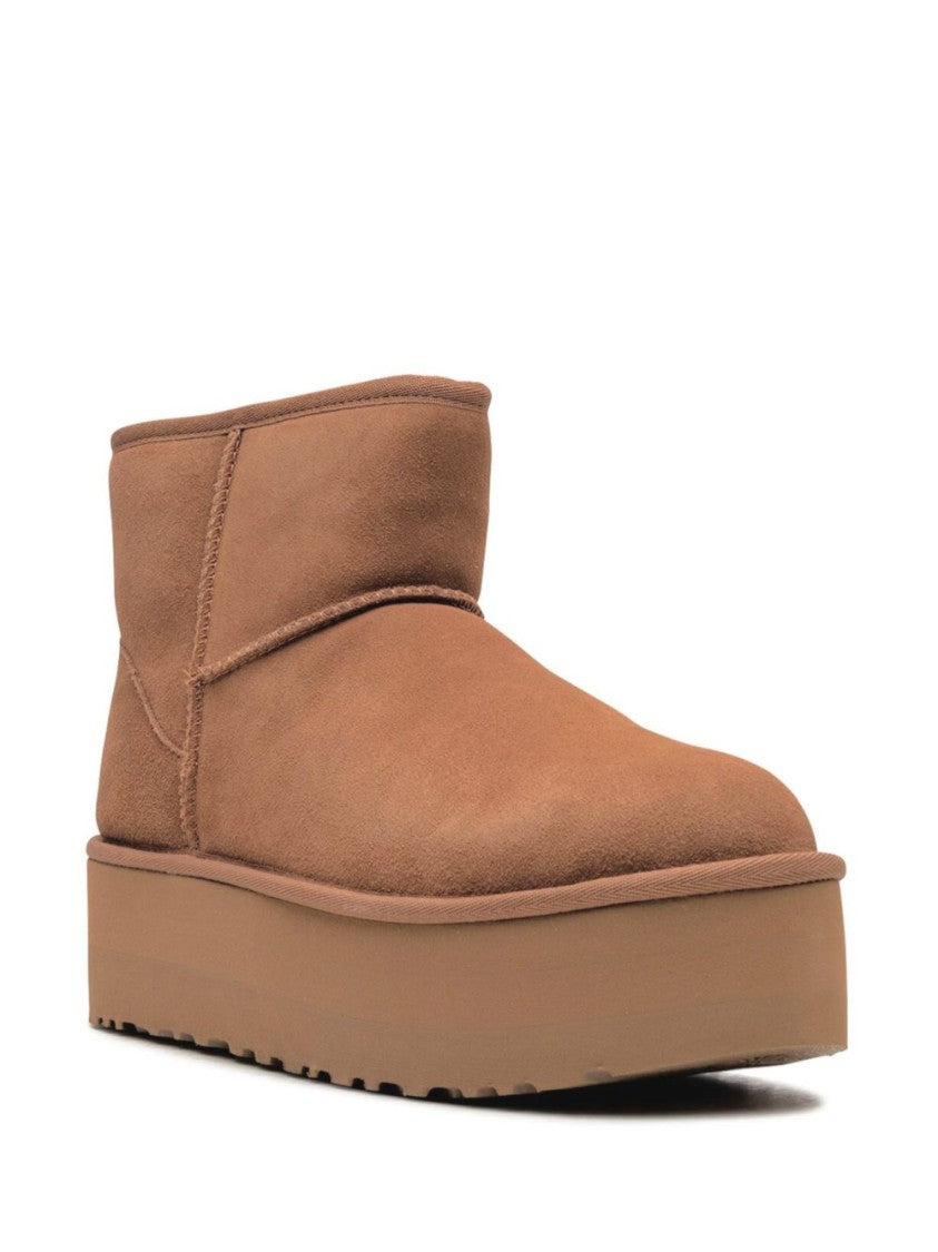 Ugg Chestnut Brown Suede Ankle Boots With Platform Sole