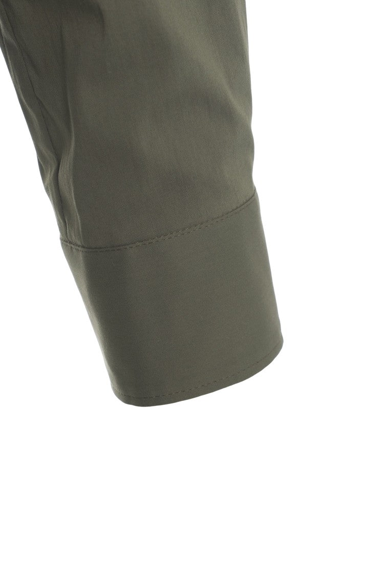 Himon's Refined Green Blouse With Bow Collar Detail