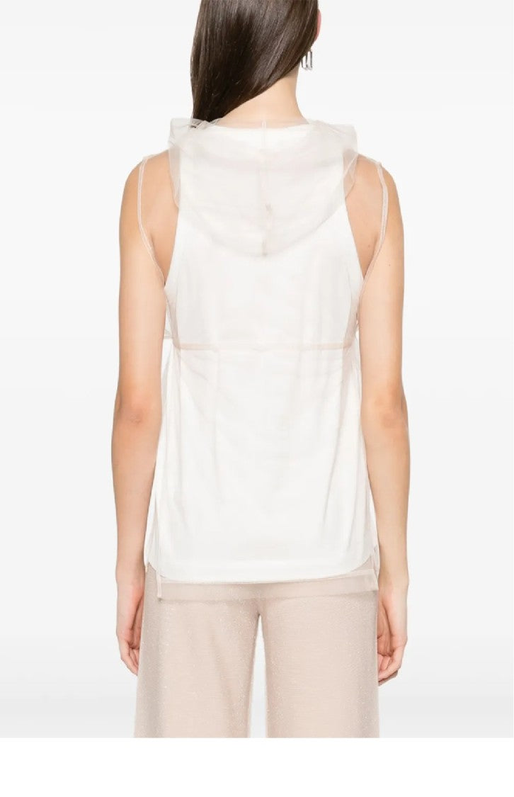 Fabiana Filippi Layered Jersey Top With Sheer Overlay