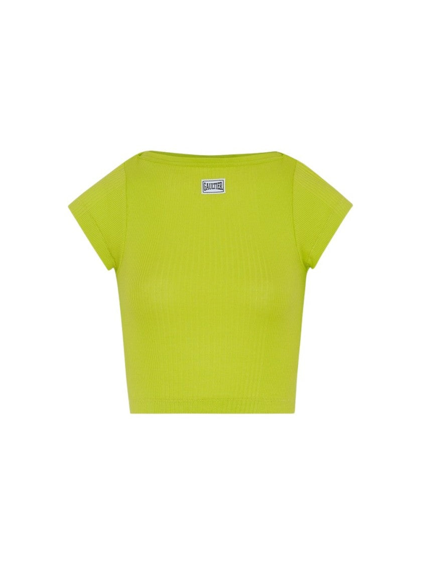 Jean Paul Gaultier Cropped Patch T-Shirt Lime
