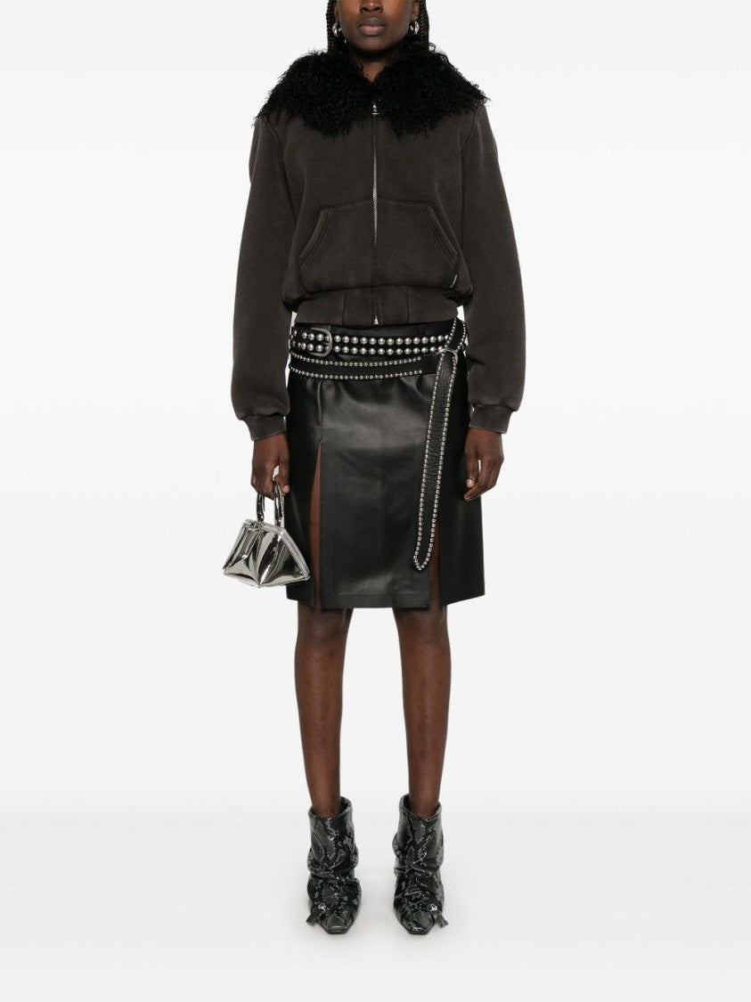 The Attico Black Tailored Fit Leather Skirt