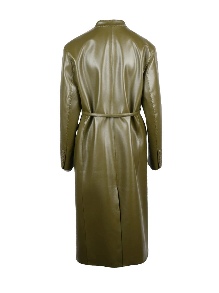 Isabelle Blanche Green Shearling Snap Belted Coat