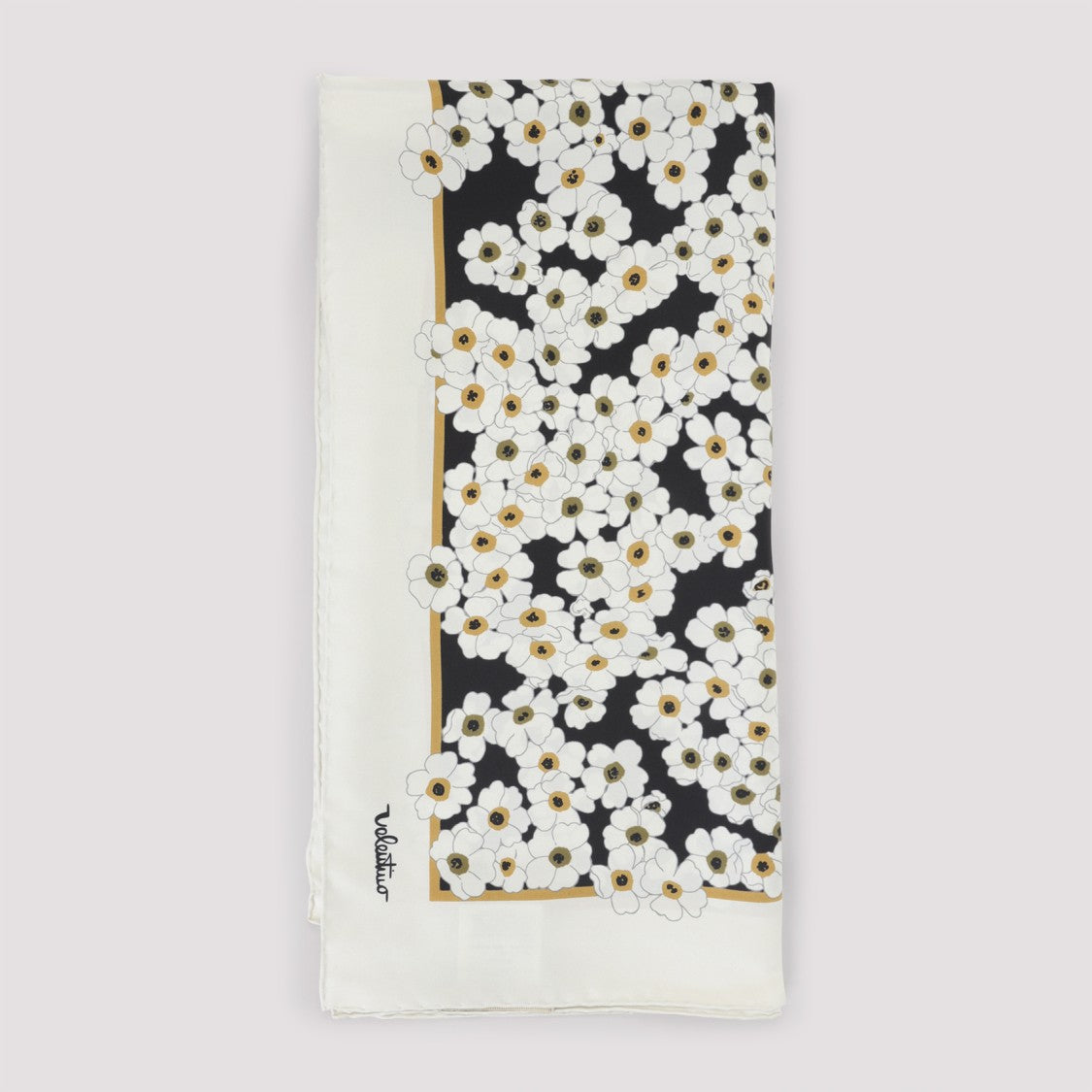 Valentino Garavani Floral Pattern Silk Scarf With White Border