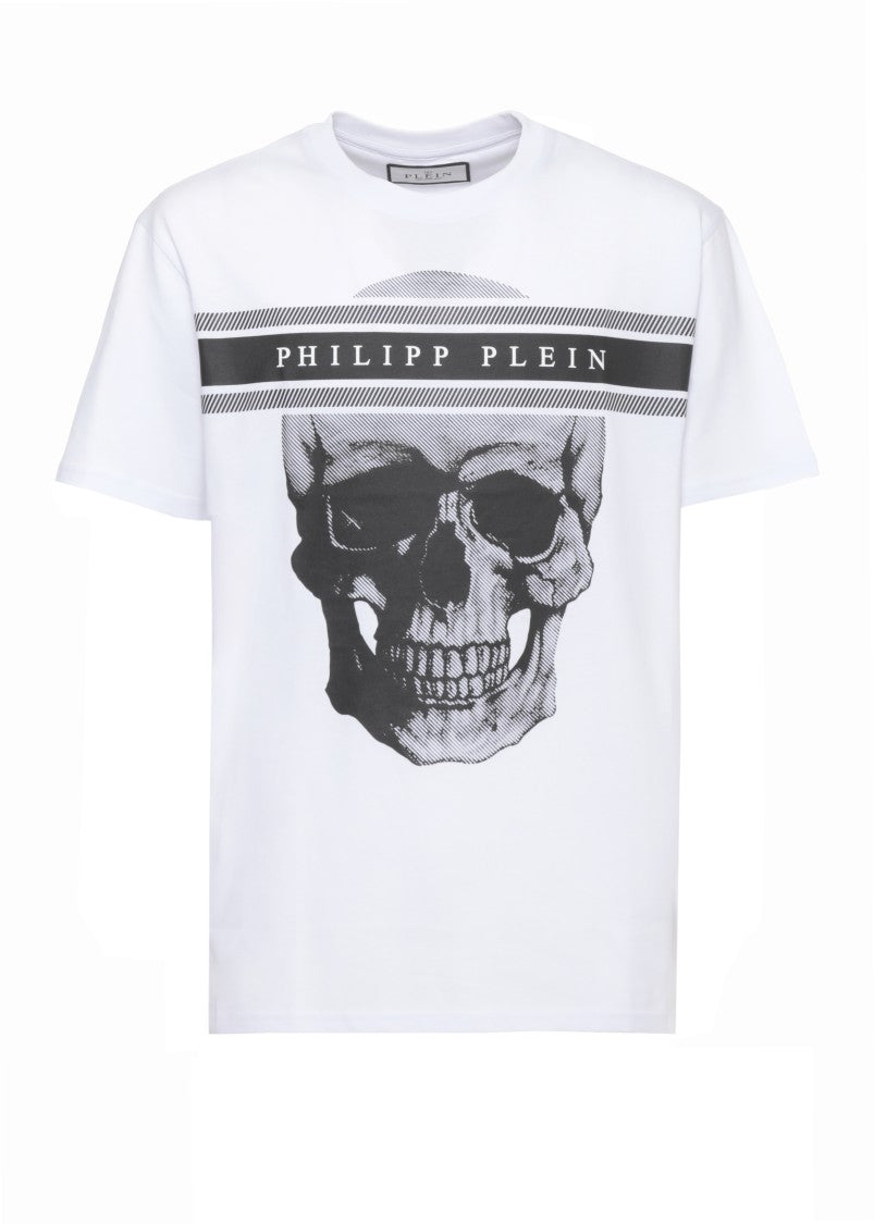 Philipp Plein White Skull Print Cotton T-Shirt