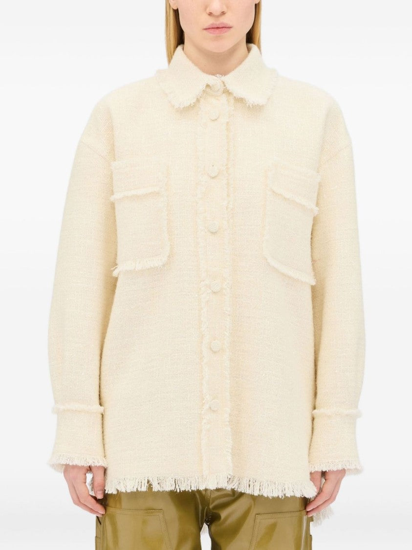 Msgm Boxy Oversized Shirt With Textured Fabric