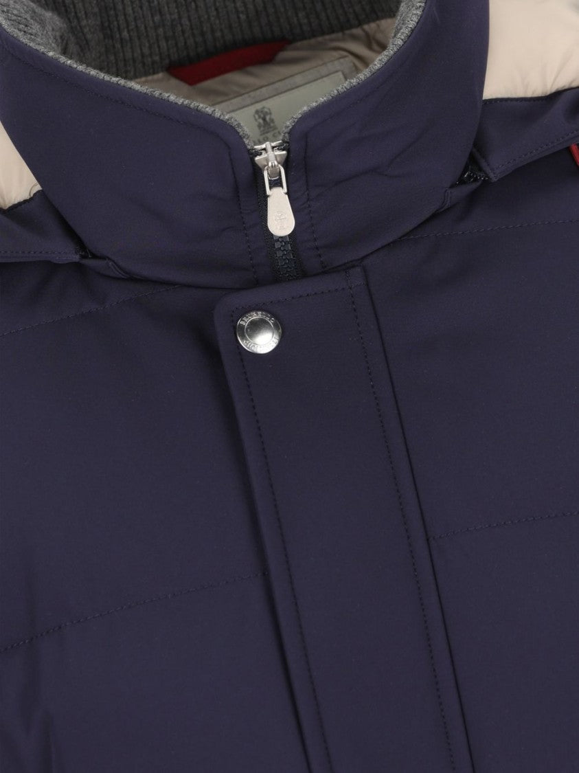 Brunello Cucinelli Black Padded Quilted Detachable Hood Jacket