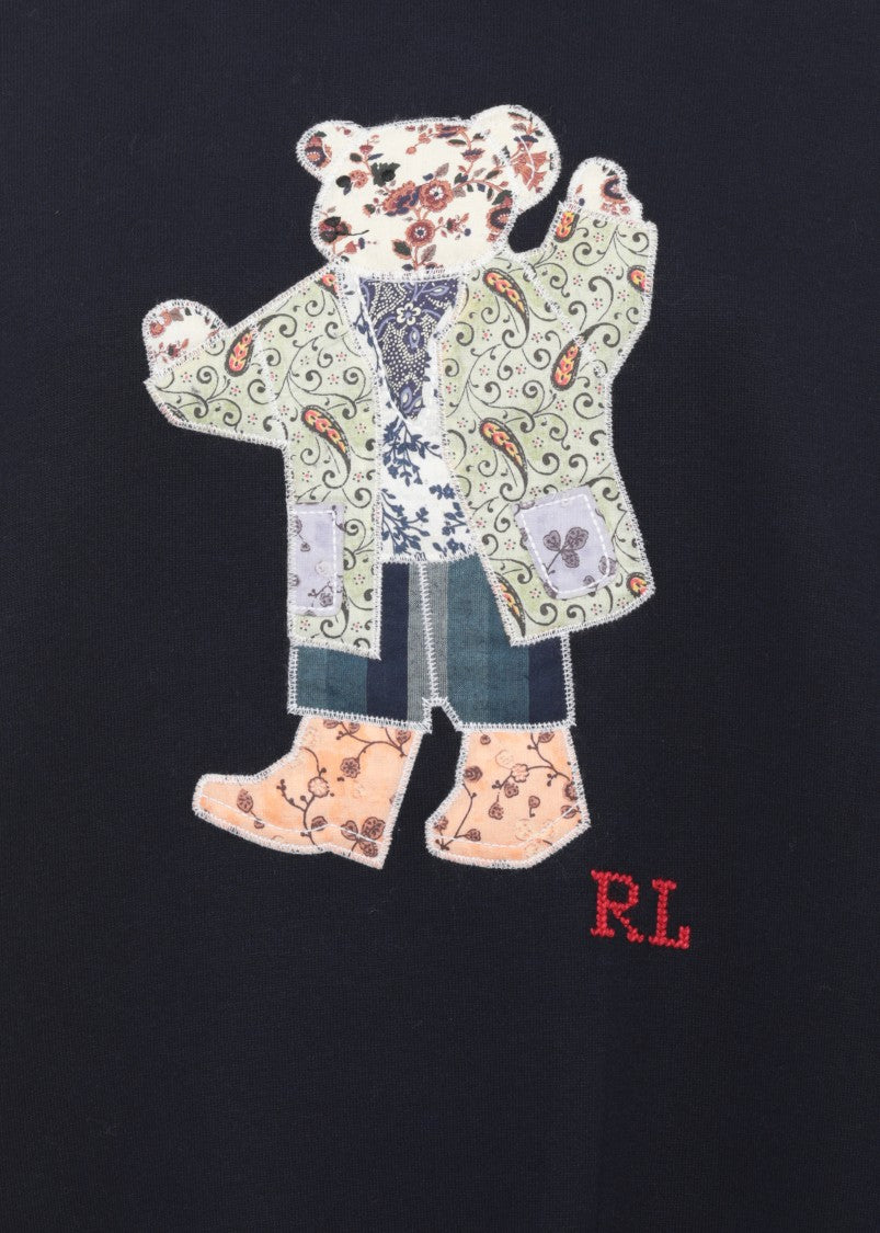 Polo Ralph Lauren Blue Embroidered Bear Cotton Hoodie
