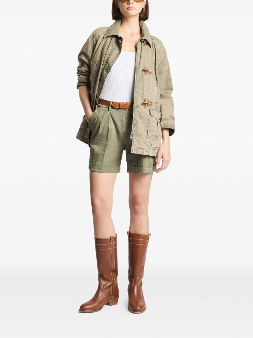 Fay Tailored Olive Front Pleat Cuffed Shorts