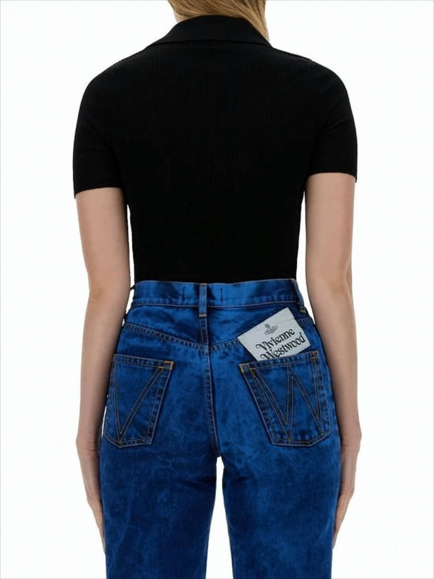 Vivienne Westwood Fitted V-Neck Sweater With Ribbed Texture