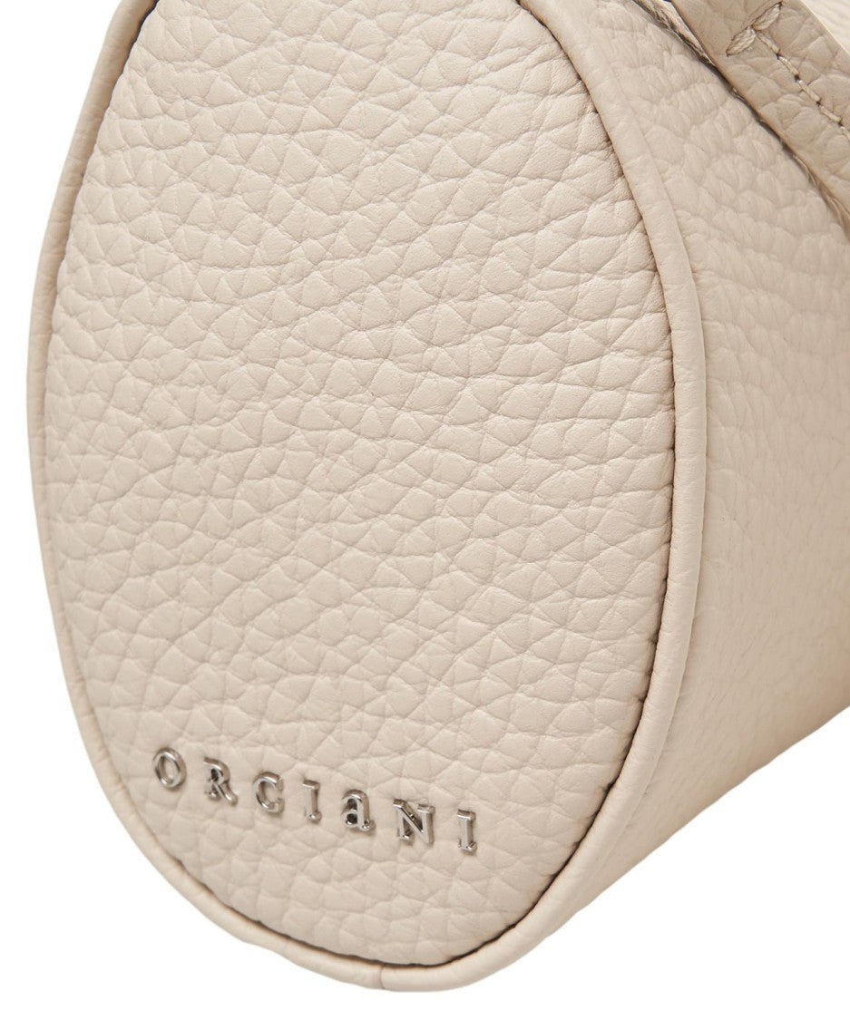 Orciani Chic Beige Leather Bowling Bag